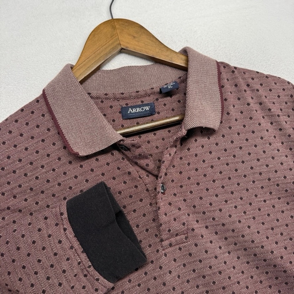 Vintage Arrow Polo Shirt Mens XL Red Burgundy Geometric Knit Golf Old Money 90s